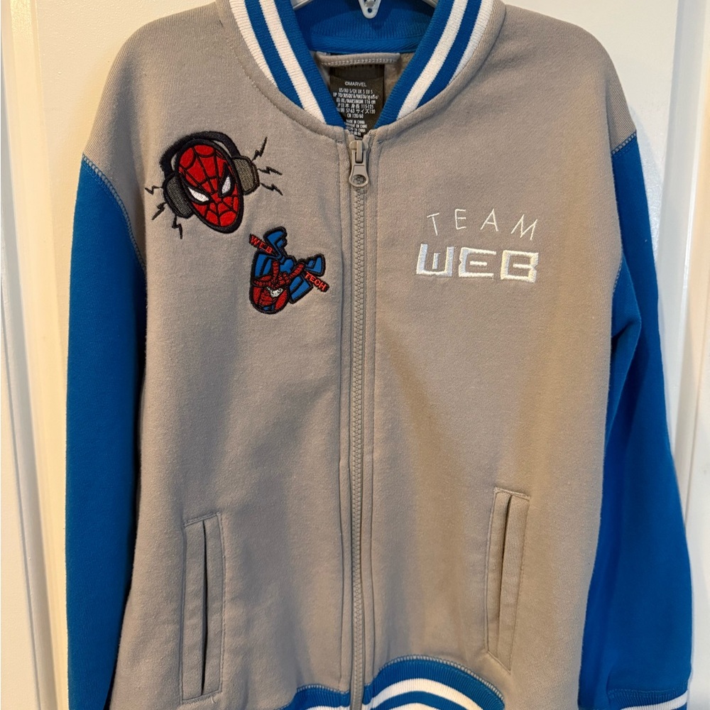 Disneyland Park Exclusive - Team Web Spider-Man Gray and Blue Kids Zip Jacket